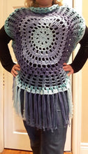 Load image into Gallery viewer, BLUE Mandela Circle Top, Crochet Vest, Crochet Cardigan