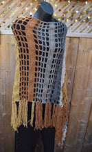 Load image into Gallery viewer, Long Tiramisu Diagonal Crochet Poncho, Poncho in Browns &amp; Beige , Plus Sized Poncho - 1XL - 5XL
