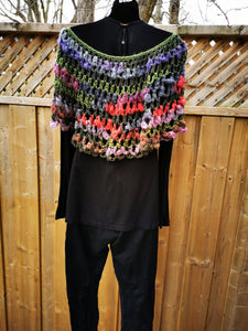 Crochet Boho Cape, Short Shawl