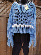 Load image into Gallery viewer, Azul V-Mesh Crochet Poncho