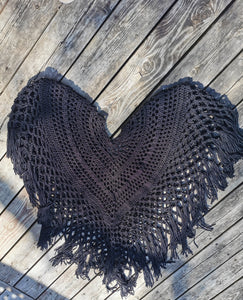 Black Poncho, PLUS Sized Crochet Poncho, Crochet Boho Top