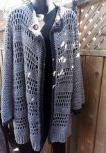 Load image into Gallery viewer, Grey Long Cardigan, Plus size Jacket