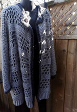 Load image into Gallery viewer, Grey Long Cardigan, Plus size Jacket