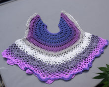Load image into Gallery viewer, Lacy Crochet Top, Purple Ruffle Top