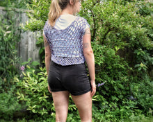 Load image into Gallery viewer, Crocheted CROP Tank Top, Purple & Lilac Cover Up