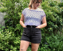 Load image into Gallery viewer, Crocheted CROP Tank Top, Purple & Lilac Cover Up