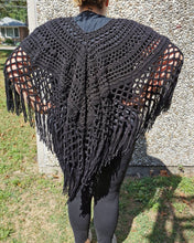 Load image into Gallery viewer, Black Poncho, PLUS Sized Crochet Poncho, Crochet Boho Top
