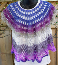 Load image into Gallery viewer, Lacy Crochet Top, Purple Ruffle Top