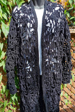 Load image into Gallery viewer, Black Ruana, Long Crochet Vest, 3XL-5XL Crochet Vest