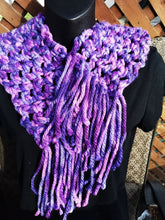 Load image into Gallery viewer, Purple Collar Scarf with fringe