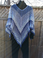 Load image into Gallery viewer, Kerchief Crochet Poncho in Blue