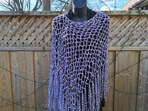 Light Purple, Lilac Diagonal Crochet Poncho