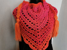 Load image into Gallery viewer, Orange Triangle Scarf/Cowls/Wrap/Shawl