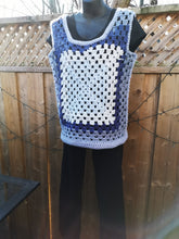 Load image into Gallery viewer, Square Vest in Blue - Claudia&#39;s Crochet
