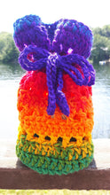 Load image into Gallery viewer, Rainbow Crochet Pouch , Healing Wand Holder, Crystal pouch, Herb pouch, Crystal Charging Pouch