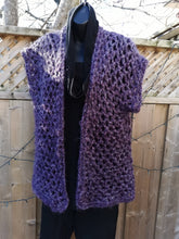 Load image into Gallery viewer, Purple Vest, Hygge Vest, Purple and Grey soft Mid Length Vest Jacket