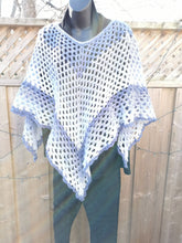 Load image into Gallery viewer, Kerchief Crochet Poncho in Blue
