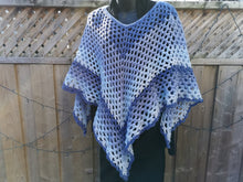 Load image into Gallery viewer, Kerchief Crochet Poncho in Blue