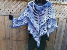 Load image into Gallery viewer, Kerchief Crochet Poncho in Blue