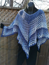 Load image into Gallery viewer, Kerchief Crochet Poncho in Blue