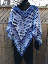 Load image into Gallery viewer, Kerchief Crochet Poncho in Blue