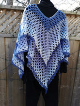 Load image into Gallery viewer, Kerchief Crochet Poncho in Blue