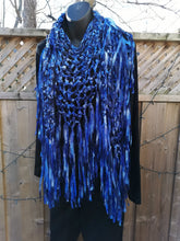 Load image into Gallery viewer, Blue Long Ribbon Shawl with fringe