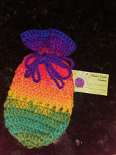 Load image into Gallery viewer, Rainbow Crochet Pouch , Healing Wand Holder, Crystal pouch, Herb pouch, Crystal Charging Pouch