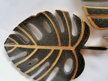 Load image into Gallery viewer, Monstera Leaf Tray with matching Coasters, Trinket Tray, Rosary Tray, Jewelry Holder