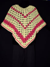 Load image into Gallery viewer, Yellow and Pink Granny Square PONCHO