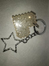 Load image into Gallery viewer, Couples Keychains - 2 - Gold Sparkle Pixel Heart Keychain