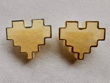 Load image into Gallery viewer, Couples Pins - 2 pc - Gold Pearl Pixel Heart Brooches
