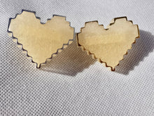 Load image into Gallery viewer, Couples Pins - 2 pc - Gold Shimmer Pixel Heart Brooches