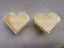 Load image into Gallery viewer, Couples Pins - 2 pc - Gold Shimmer Pixel Heart Brooches