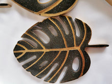 Load image into Gallery viewer, Monstera Leaf Tray with matching Coasters, Trinket Tray, Rosary Tray, Jewelry Holder