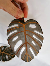 Load image into Gallery viewer, Monstera Leaf Tray with matching Coasters, Trinket Tray, Rosary Tray, Jewelry Holder