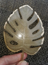 Load image into Gallery viewer, 2 Monstera Leaf Coaster, Trinket Tray, Rosary Tray, Jewelry Holder, Wall Art