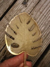Load image into Gallery viewer, 2 Monstera Leaf Coaster, Trinket Tray, Rosary Tray, Jewelry Holder, Wall Art