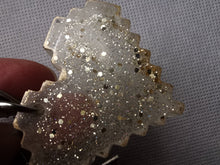 Load image into Gallery viewer, Couples Keychains - 2 - Gold Sparkle Pixel Heart Keychain