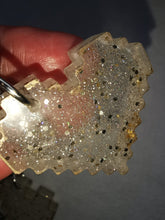 Load image into Gallery viewer, Couples Keychains - 2 - Gold Sparkle Pixel Heart Keychain
