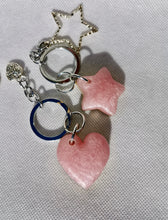 Load image into Gallery viewer, Couples Keychains - 2 pc - Heart & Star Puff Keychain