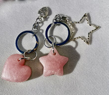 Load image into Gallery viewer, Couples Keychains - 2 pc - Heart & Star Puff Keychain