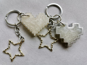 Couples Keychains - 2 pc - Pixel Heart Keychain