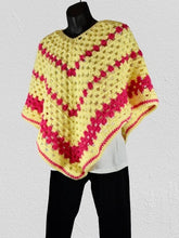 Load image into Gallery viewer, Yellow and Pink Granny Square PONCHO