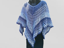 Load image into Gallery viewer, Kerchief Crochet Poncho in Blue