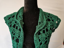 Load image into Gallery viewer, Open Lace Green Crochet Vest by Claudia's Crochet Creations