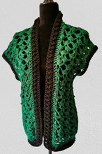 Load image into Gallery viewer, Open Lace Green and Black Crochet Vest