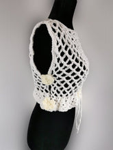Load image into Gallery viewer, Flower Power Crop Top, White Cover Up by Claudia's Crochet Creations