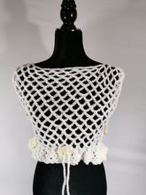 Load image into Gallery viewer, Flower Power Crop Top, White Cover Up by Claudia's Crochet Creations