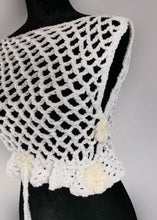 Load image into Gallery viewer, Flower Power Crop Top, White Cover Up by Claudia's Crochet Creations